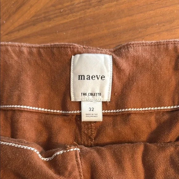 Anthropologie The Colette by Maeve, rust-colored cropped linen trousers - Picture 2 of 4